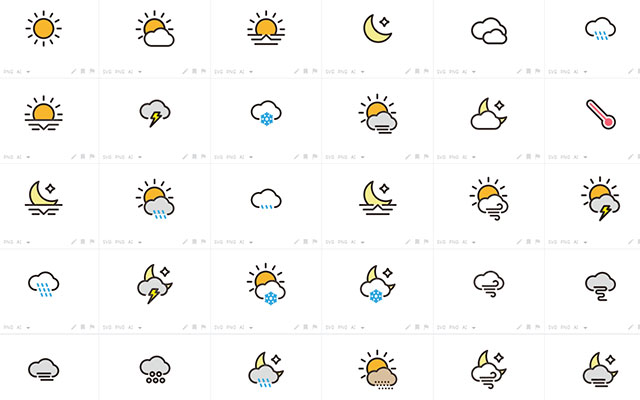 32 vector Weather Color (SVG)