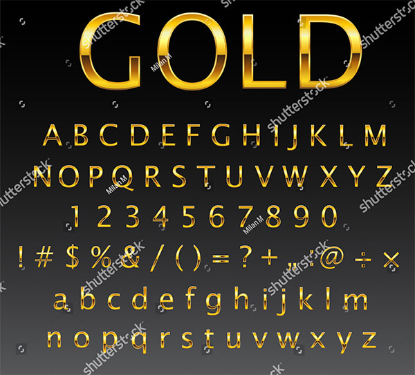 Vector Gold Letters Set