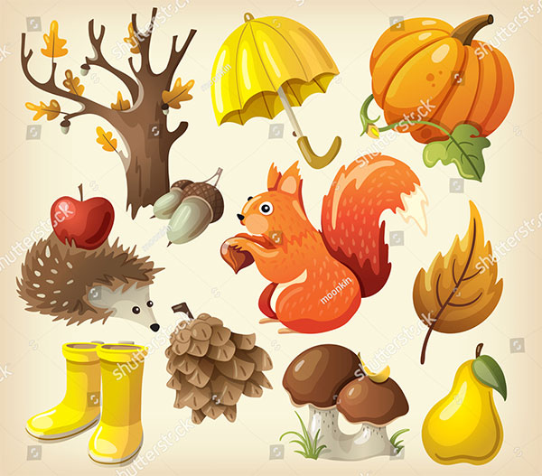 Set of Items That Represent Autumn