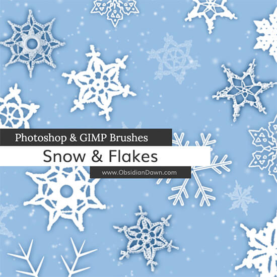 Snow + Snowflakes Photoshop and GIMP Brushes