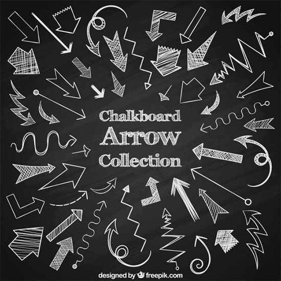 Large Collection of Arrows Drawn With Chalk